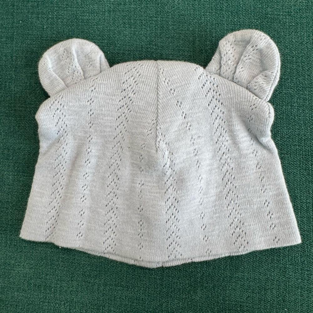 Light Blue Kate Quinn Organic Cotton Baby hat with ears